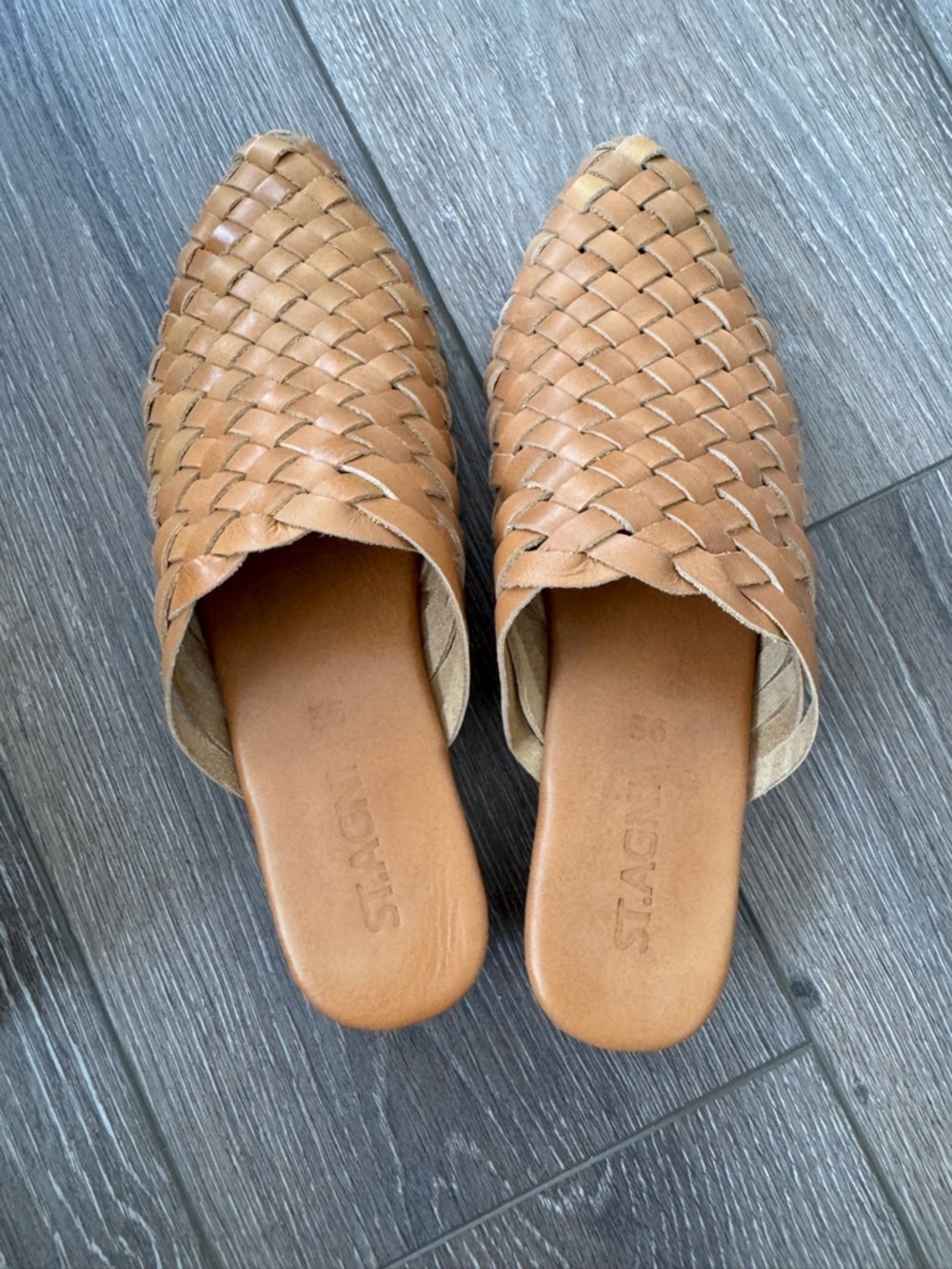 St. Agni Paris Woven Mule in Almond